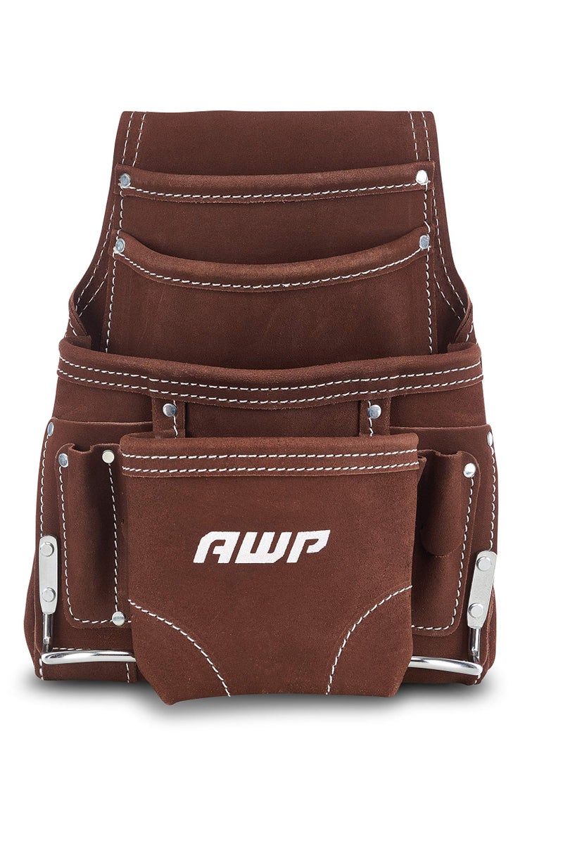 AWP Premium Tool Pouch Multi-Pocket Organizer for Electricians, Professional Tool Box for Efficient Organization, Brown, 10 Pocket | 1LS-688-1 - Image 2